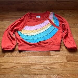 Anthropologie Red Rainbow Sweatshirt